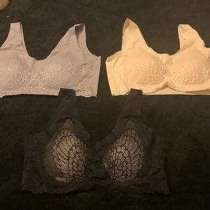 Three seamless NWT lace/silk bras